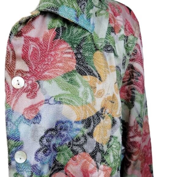 CHICO'S Floral Jacquard Button Front Jacket Viscose Blend Chico's 2 - L (12) - Picture 4 of 6